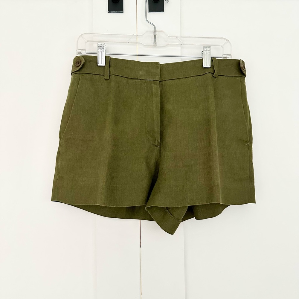 J. Crew Olive Linen Tailored Shorts
